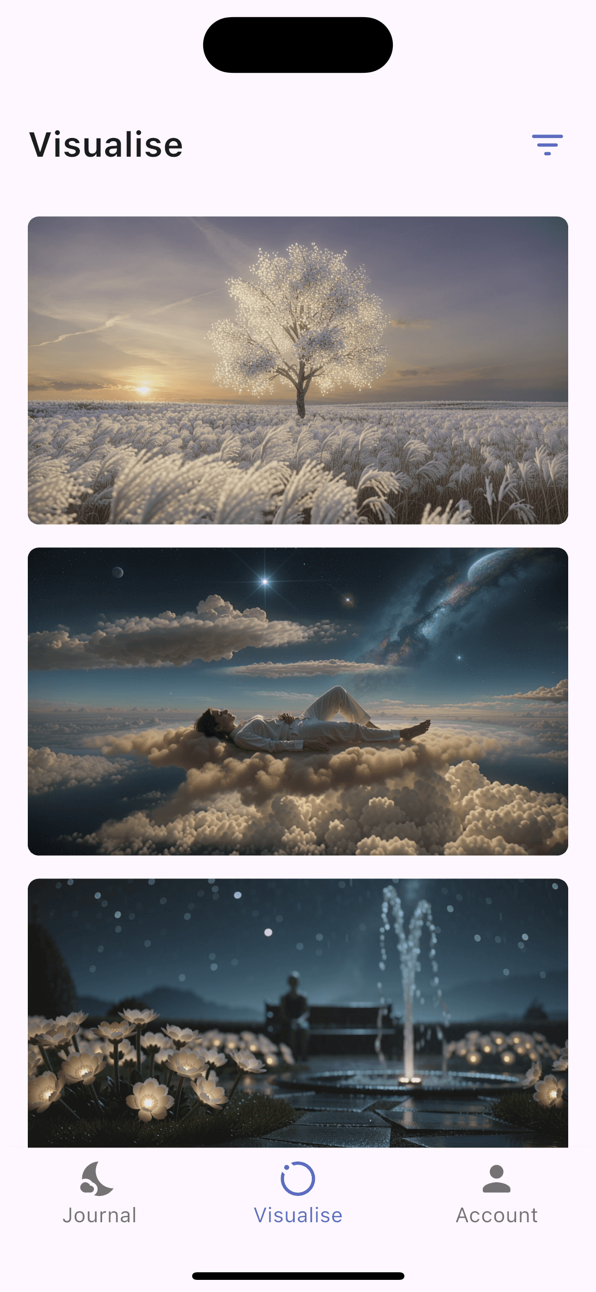 Slumbr app cinematic dream video screen